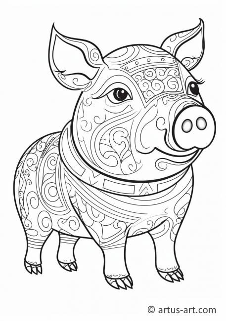Página para colorir de porco para crianças